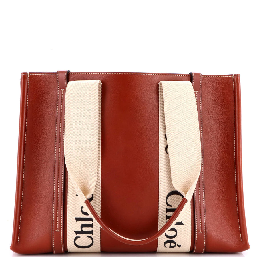Chloe Woody Tote Leather With Canvas
