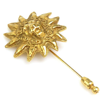 Chanel Cc Logo Brooch Gold Metal -
