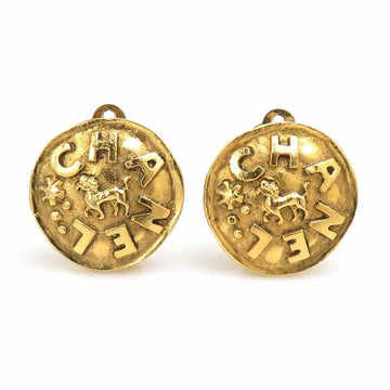 Chanel Logo Earrings Gold Metal -