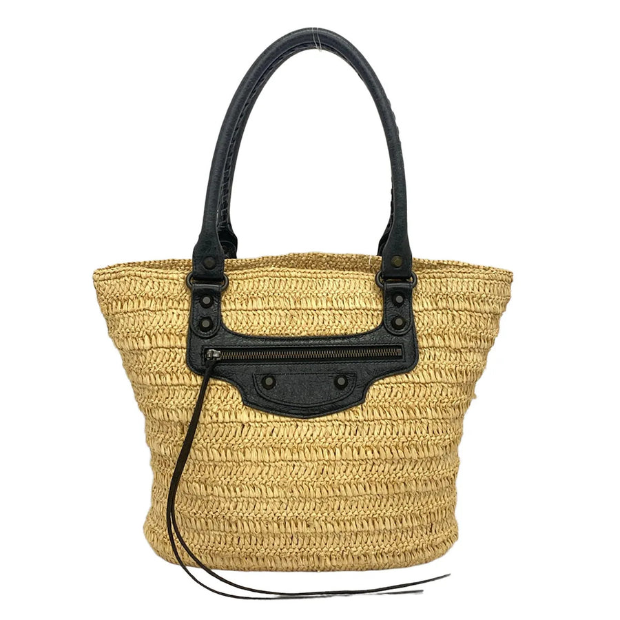 Balenciaga Lucity Beige Black Straw