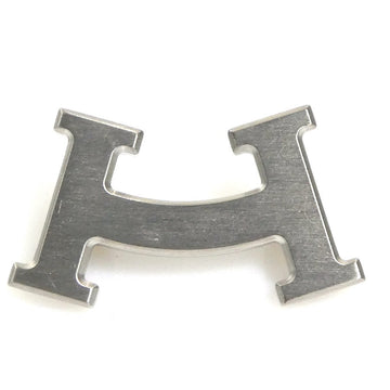 Hermes H Smile Brooch Matte Silver