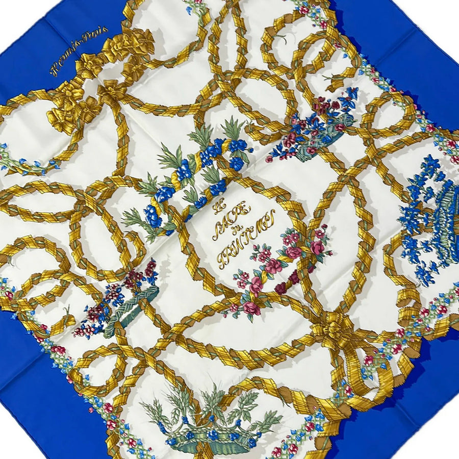 Hermes Carre 90 Cream Blue Multi Scarf