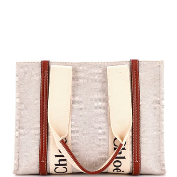 Chloe Woody Tote Canvas With Leather