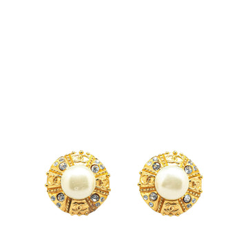 Chanel Gold Plated Round Faux Pearl