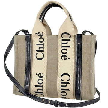 Chloe Woody Tote Canvas With Leather