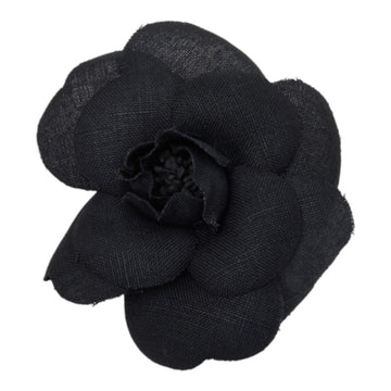Chanel Camellia Brooch Black Fabric