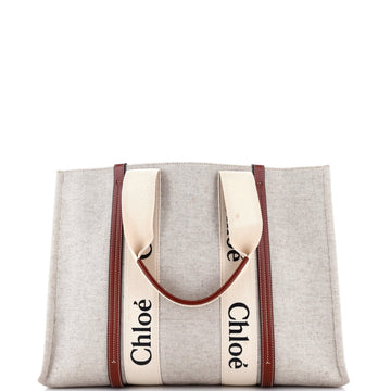 Chloe Woody Tote Canvas With Leather
