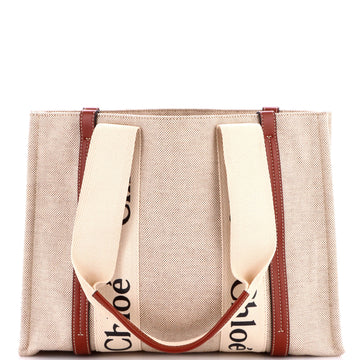 Chloe Woody Tote Canvas With Leather