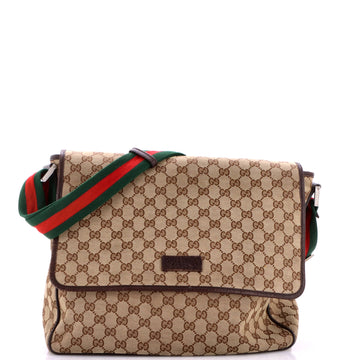 Gucci Web Strap Flap Messenger Gg Canvas