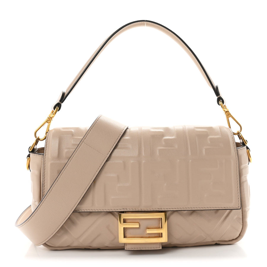 Fendi Nappa Ff Embossed Baguette Camelia
