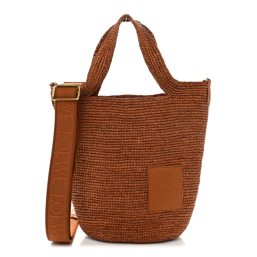 Loewe Raffia Mini Slit Tote Bag Honey
