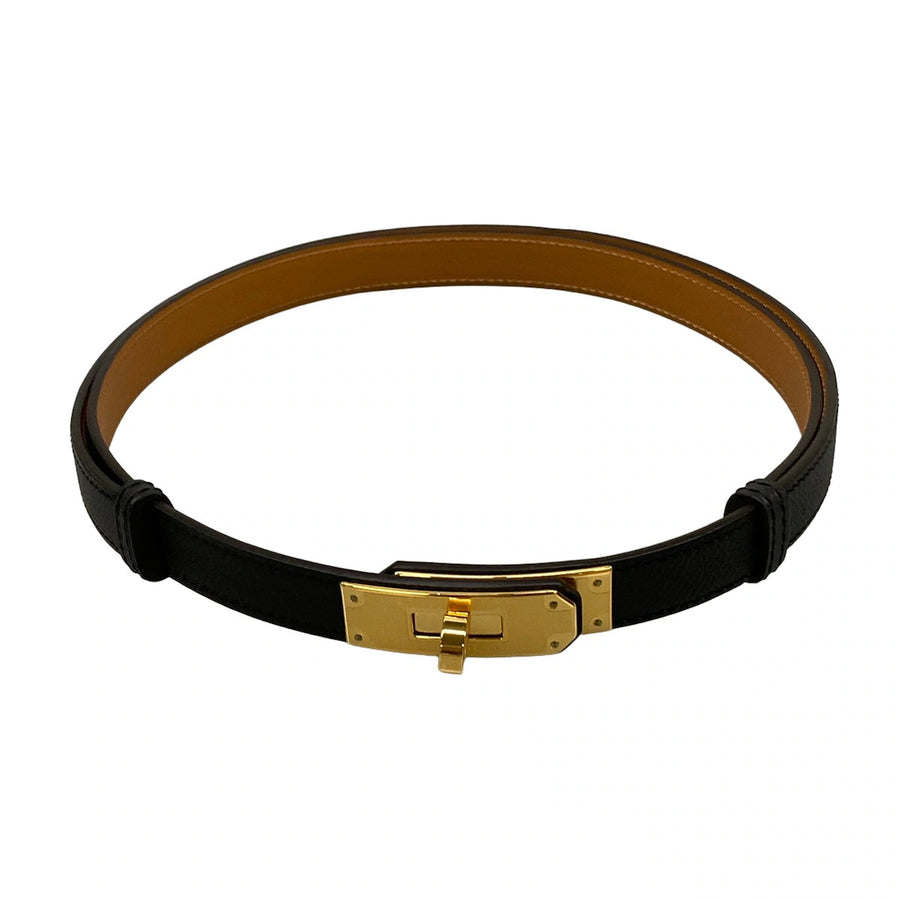 Hermes Kelly 18 Black Veau Epsom K Belt