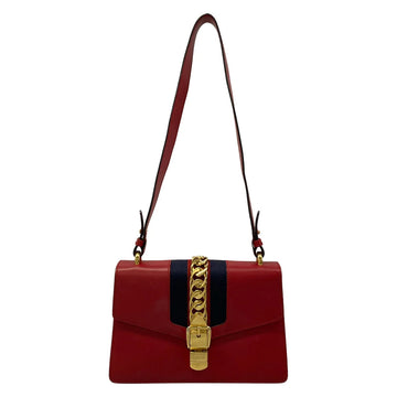 Gucci Red Leather Shoulder Bag