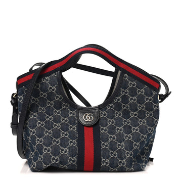 Gucci Denim Gg Web Small Giglio Tote