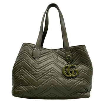 Gucci Gg Marmont Khaki Leather Tote Bag
