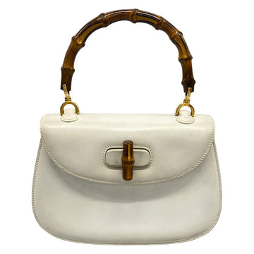 Gucci Bamboo Classic White Brown Leather