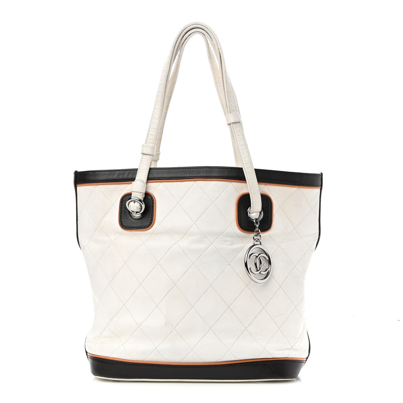 Chanel Lambskin Quilted Cc Charm Tote