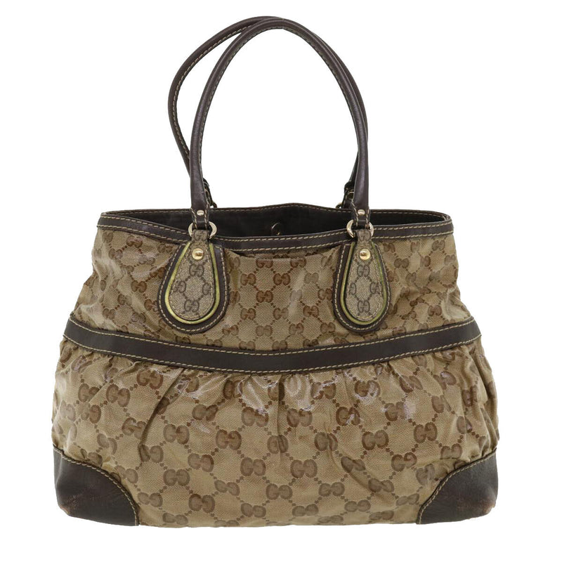 Gucci Gg Canvas Tote Bag Coated Beige