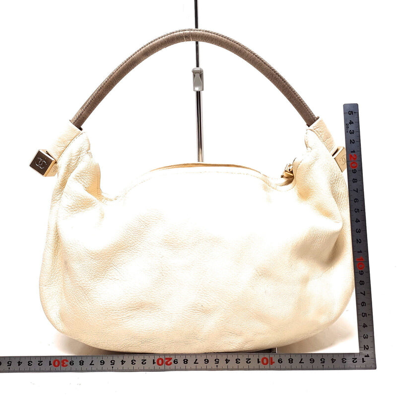 Chanel Hand Bag Cream Leather