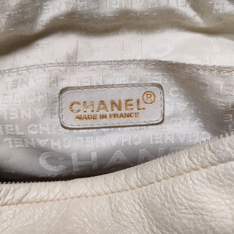 Chanel Hand Bag Cream Leather