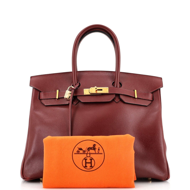 Hermes Birkin Handbag Rouge H Veau Grain