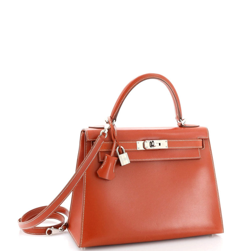 Hermes Kelly Handbag Brique Box Calf