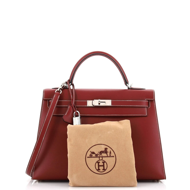 Hermes Kelly Handbag Rouge H Chamonix