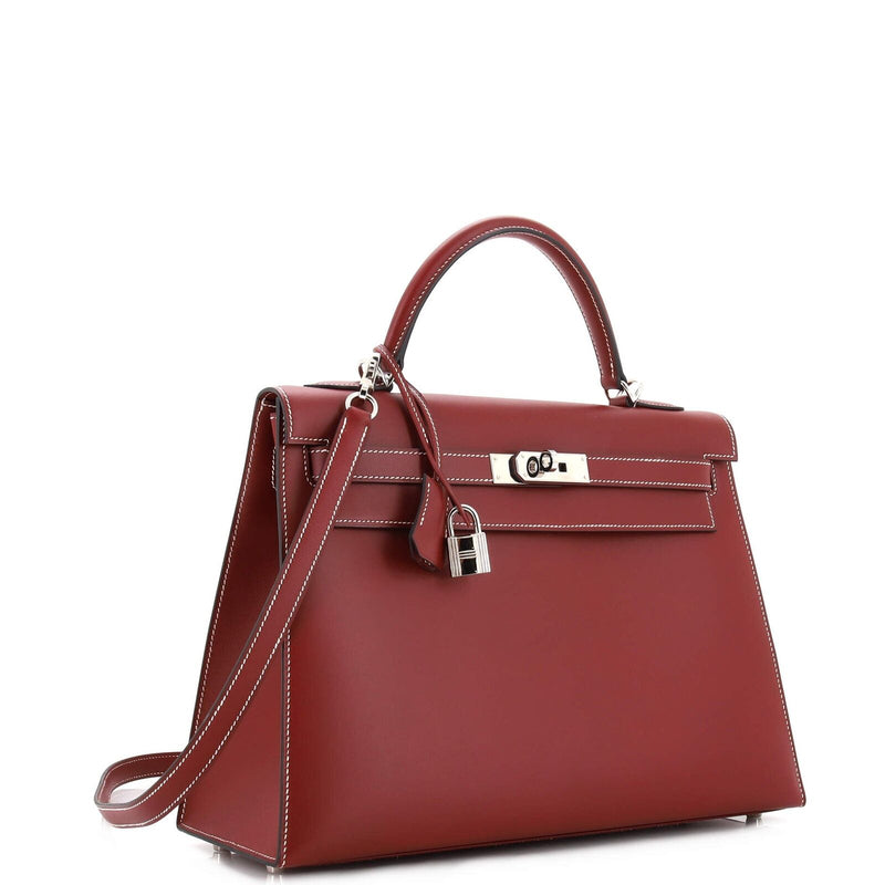 Hermes Kelly Handbag Rouge H Chamonix