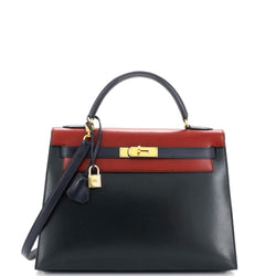 Hermes Kelly Handbag Tricolor Box Calf