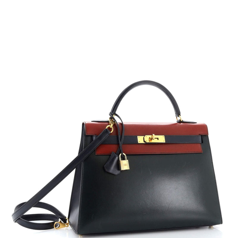 Hermes Kelly Handbag Tricolor Box Calf