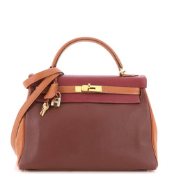 Hermes Kelly Handbag Tricolor Togo With