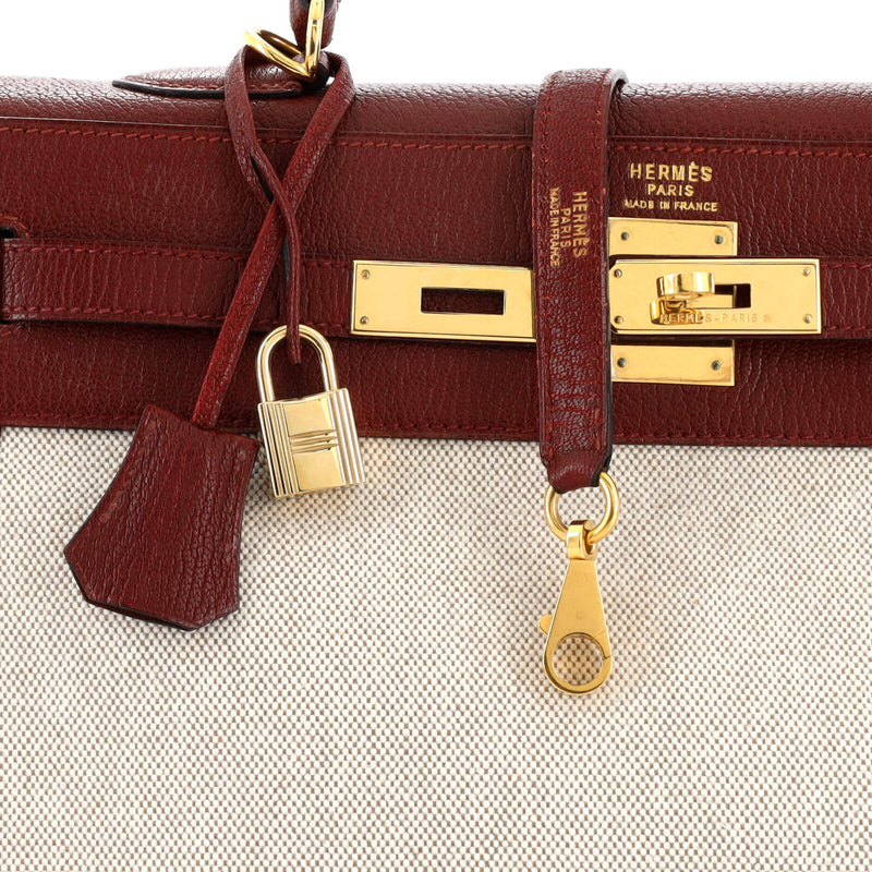 Hermes Kelly Handbag Toile And Red