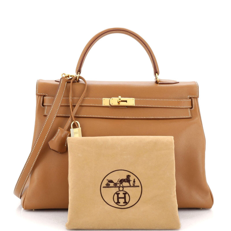 Hermes Kelly Handbag Gold Gulliver With