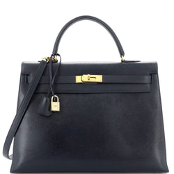 Hermes Kelly Handbag Marine Courchevel