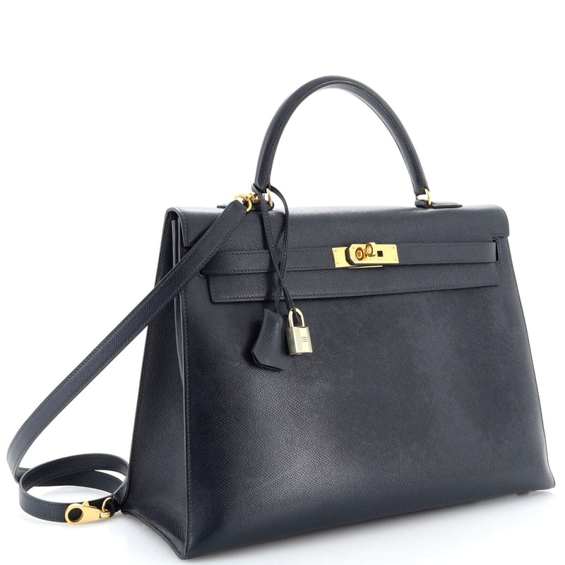 Hermes Kelly Handbag Marine Courchevel