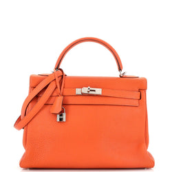 Hermes Kelly Handbag Orange H Togo With