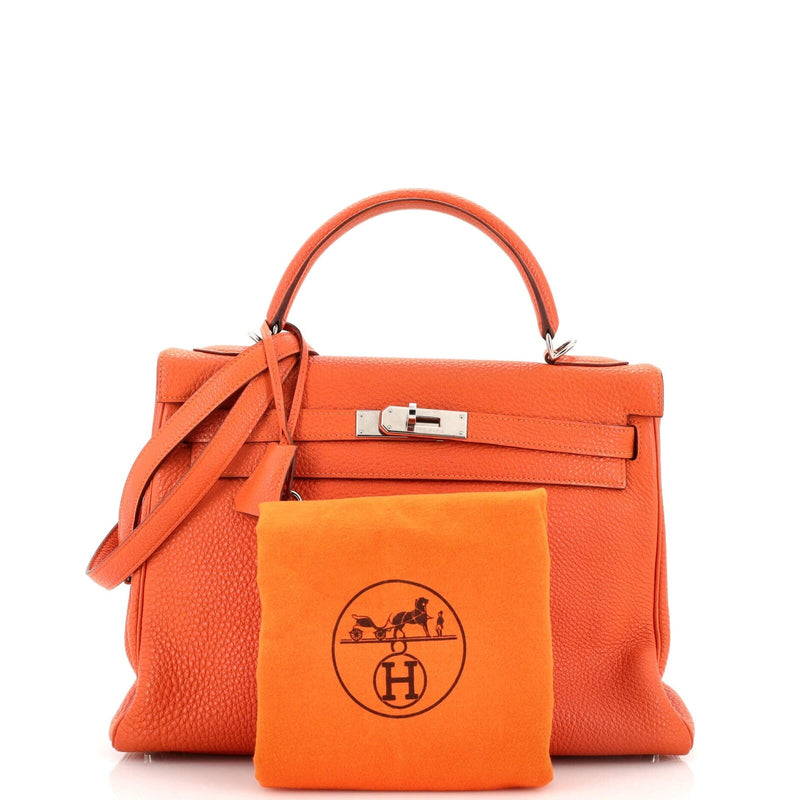 Hermes Kelly Handbag Orange H Togo With