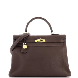 Hermes Kelly Handbag Ebene Fjord With