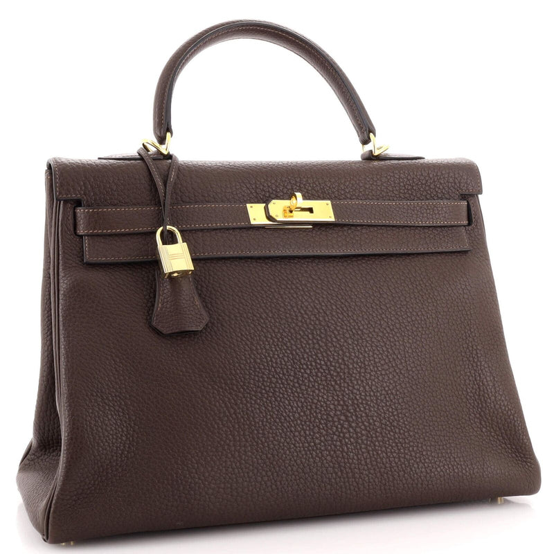 Hermes Kelly Handbag Ebene Fjord With