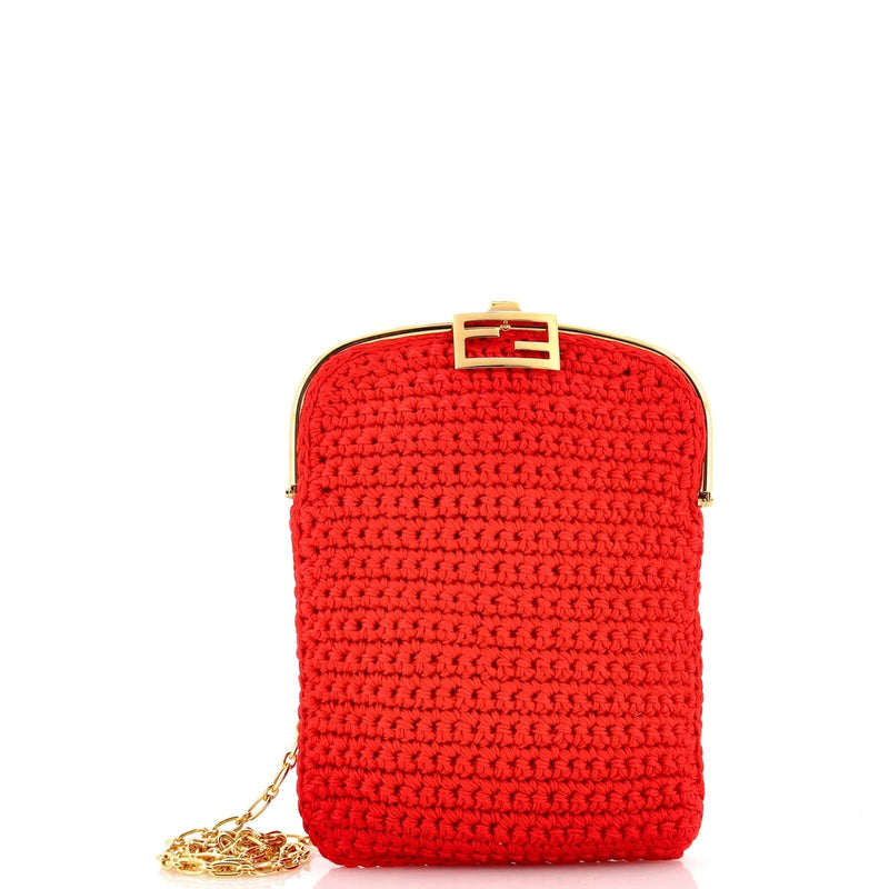 Fendi Baguette Phone Bag Woven Crochet