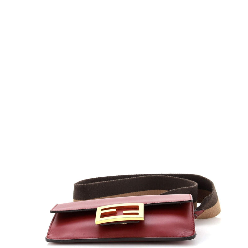 Fendi Flat Baguette Bag Leather Mini Red