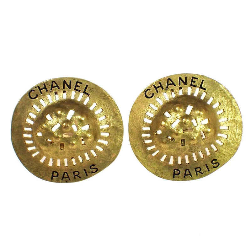 Chanel Cc Logo Round Button Earrings 94P