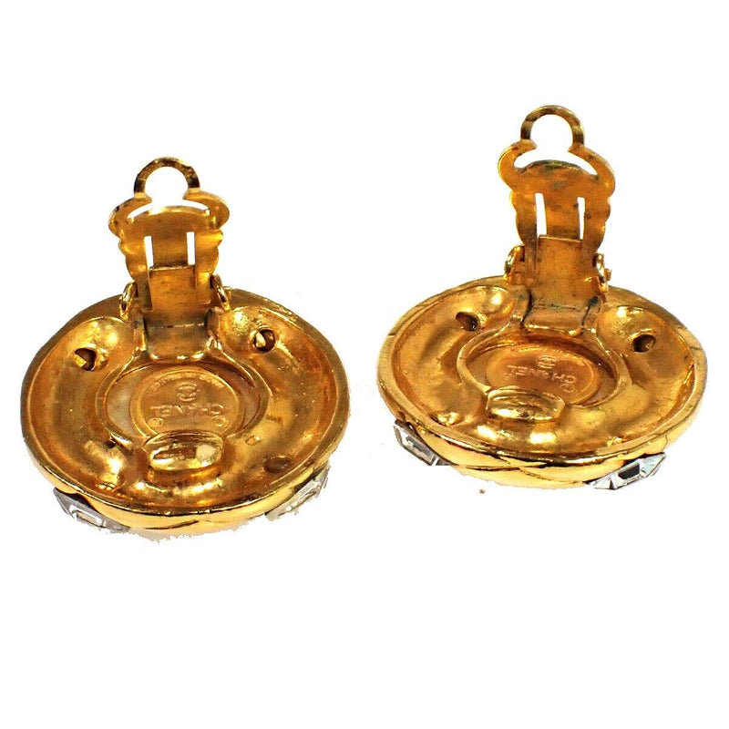 Chanel Cc Round Button Earrings Clip-On