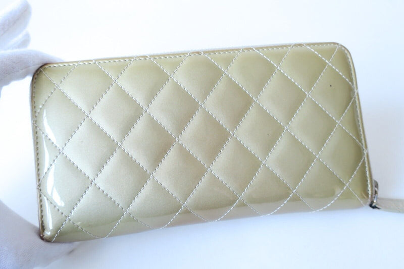 Chanel Patent Leather Quilted Zip