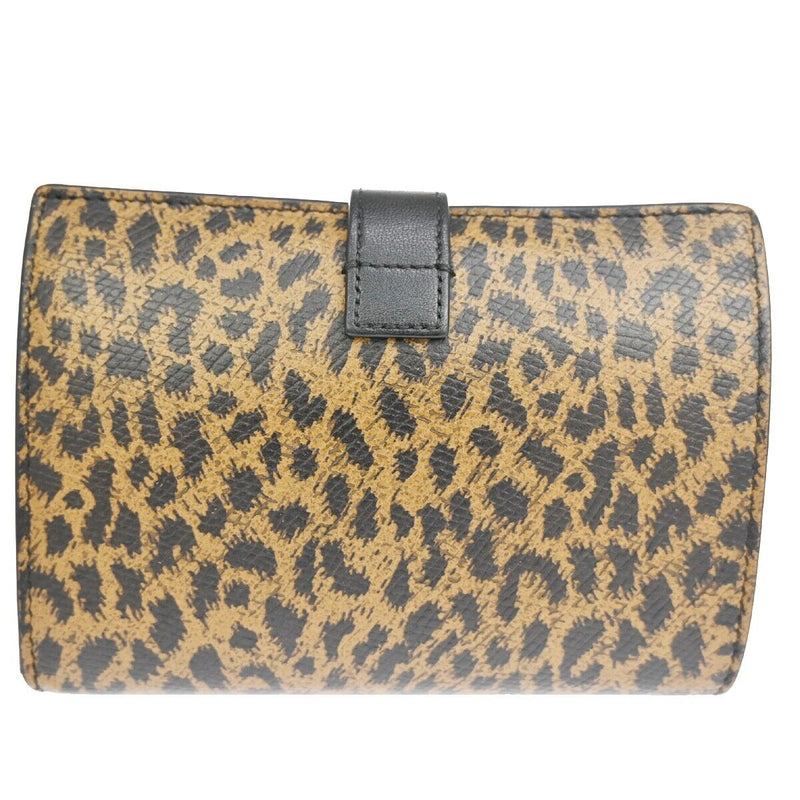 Celine Logo Leopard Bifold Wallet Purse