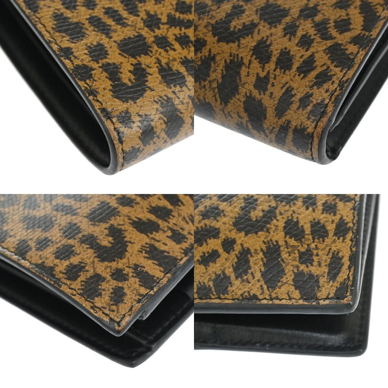 Celine Logo Leopard Bifold Wallet Purse