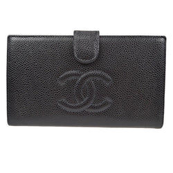 Chanel Black Caviar Long Wallet Purse