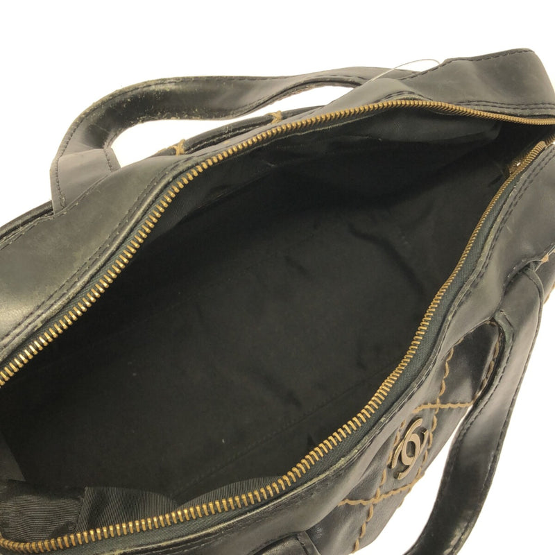 Chanel Wild Stitch Handbag Black Leather