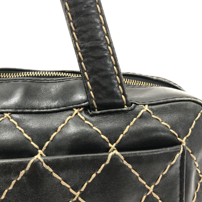 Chanel Wild Stitch Handbag Black Leather