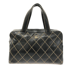 Chanel Wild Stitch Handbag Black Leather